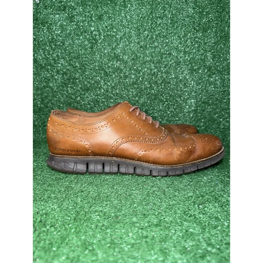 Cole Haan Mens Size 12 Zerogrand Brown Leather Wingtip LaceUp Oxford Shoe C29411